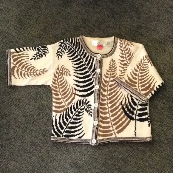 USA CLASSIC All-Over Print Ramie x Cotton Knit Sweater, Men's XL Lamy green type Vintage Second Hand